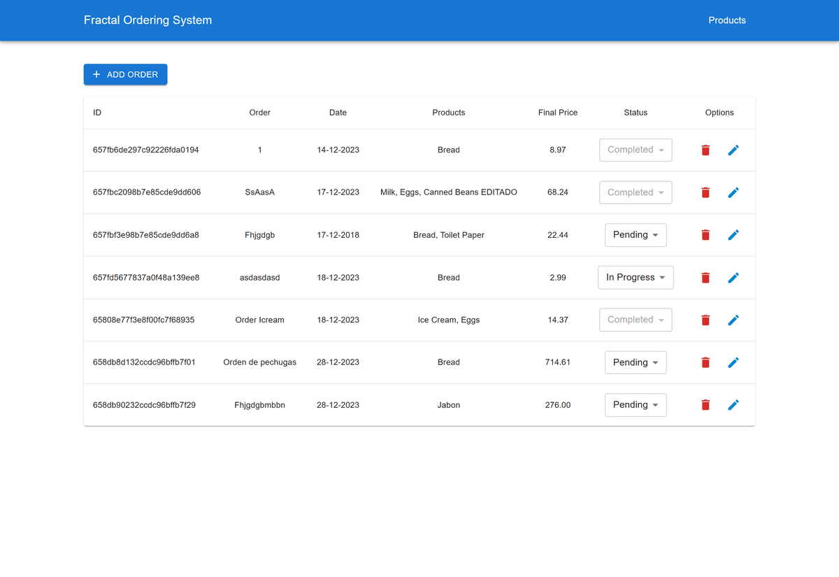 Ordering System home
